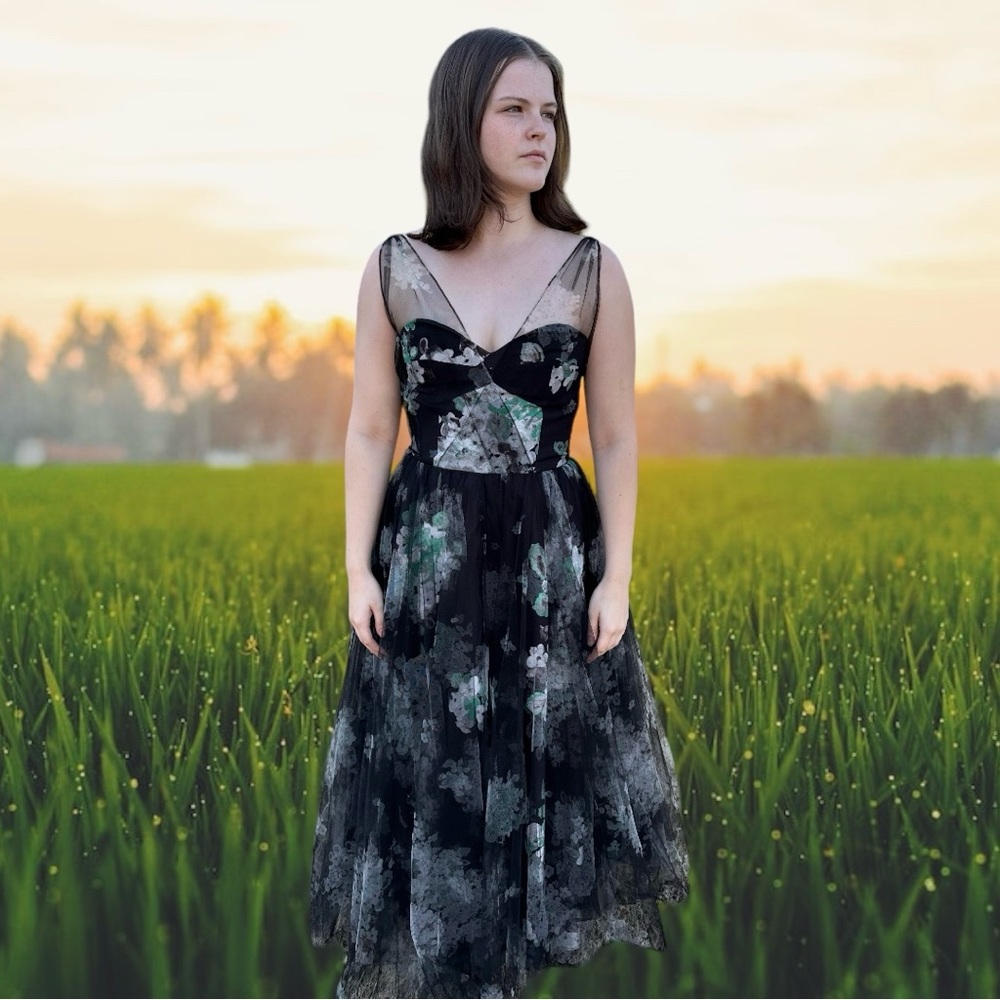 Milly Floral Tulle Maxi Gown